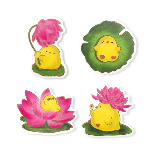 Duckies In A Pond Sticker Decal (Set Of 4)