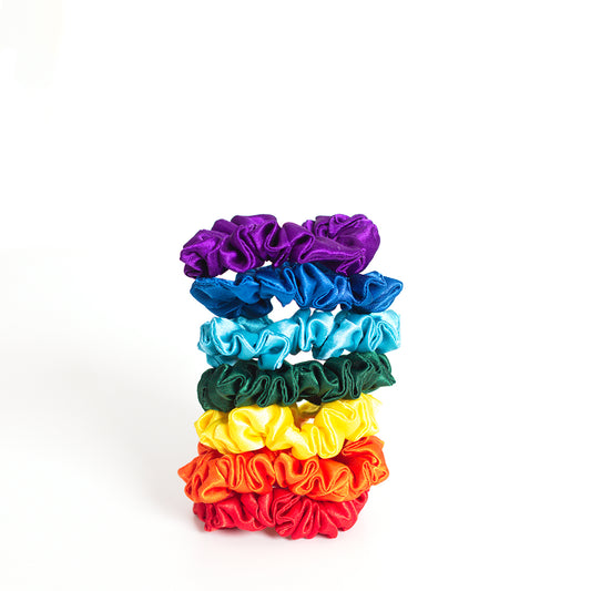 Mini scrunchie- Rainbow (set of 7)